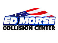 Ed morse collision center logo with flag